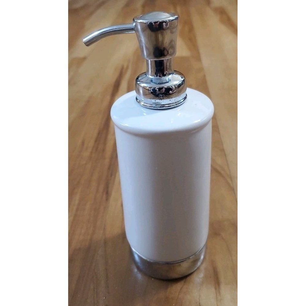 White Silver Ceramic Soap Lotion‎ Dispenser